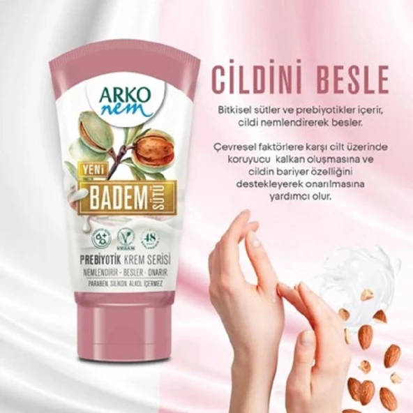 Arko Nem Prebiyotik Krem Serisi Badem Sütü 60 ml - 3