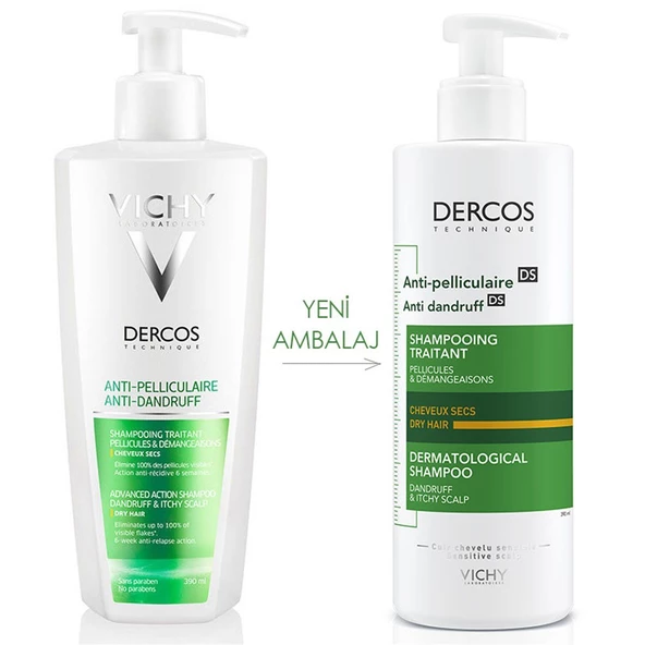 Vichy Dercos Anti-Dandruff Şampuan Kuru Saçlar için Kepek Karşıtı 390 ml - 2