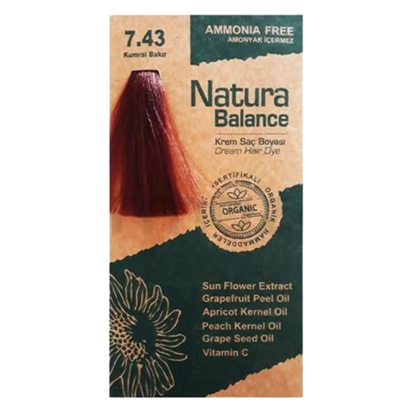 Natura Balance Organik Krem Saç Boyası 60 ml - 7.43 Kumral Bakır ürün görseli