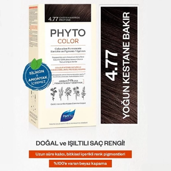 Phyto Color Saç Boyası 4.77 Yoğun Kestane Bakır - Resim 3