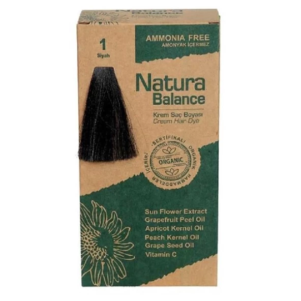Natura Balance Organik Krem Saç Boyası 60 ml - 1 Siyah ürün görseli