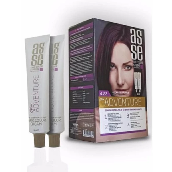 Asse Hair Color System Saç Boyası Patlıcan Moru No: 4.22 - Resim 3