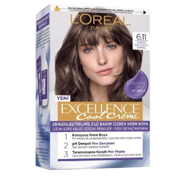 L'Oreal Paris Excellence Cool Saç Boyası 6/11 Küllü Koyu Kumral