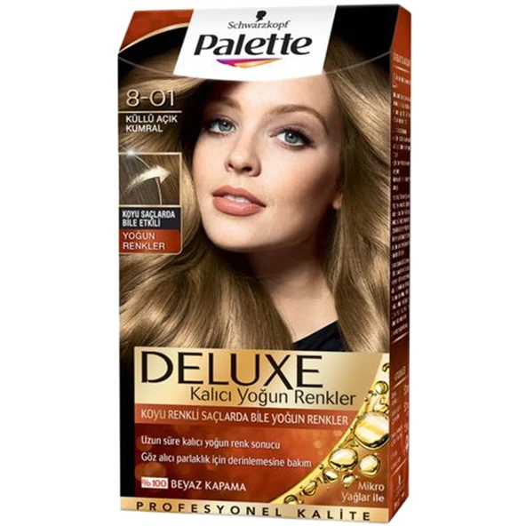 Palette Deluxe Yağ Bakımlı Saç Boyası 8-01 Küllü Açık Kumral ürün görseli