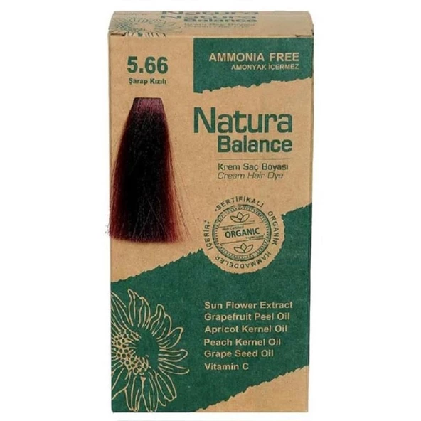 Natura Balance Organik Krem Saç Boyası 60 ml - 5.66 Şarap Kızılı