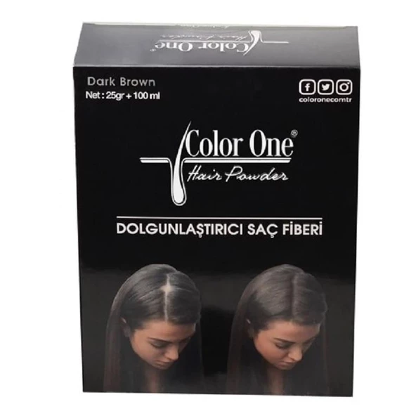 Color One Dark Brown Saç Fiberi 25 gr + 100 ml Siyah ürün görseli