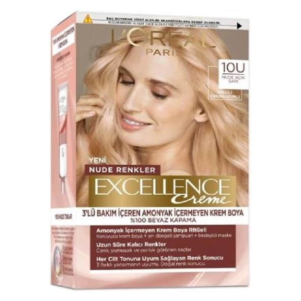 L'Oreal Excellence Nude Renkler Saç Boyası - 10U Nude Açık Sarı ürün görseli