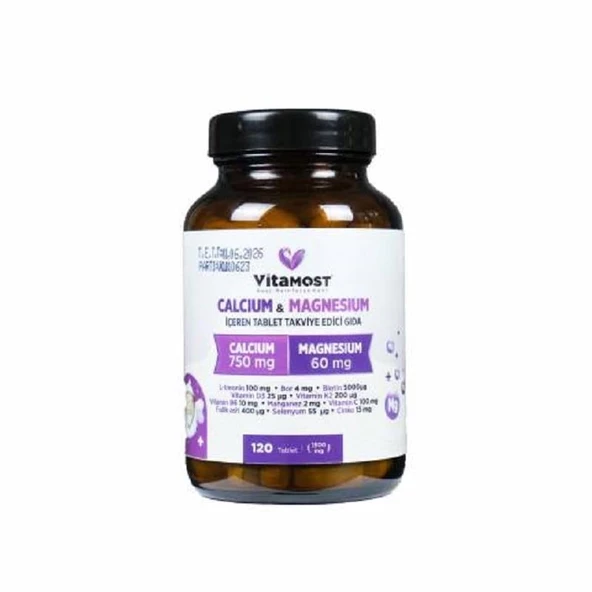 Vitamost Calcium & Magnesium 1500 mg 120 Tablet ürün görseli