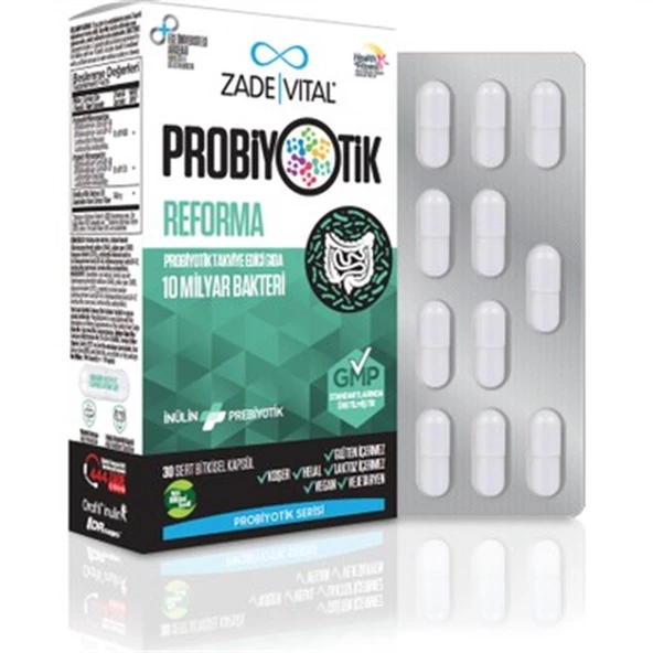 Zade Vital Probiyotik Reforma Takviye Edici Gıda 30 Bitkisel Kapsül ürün görseli