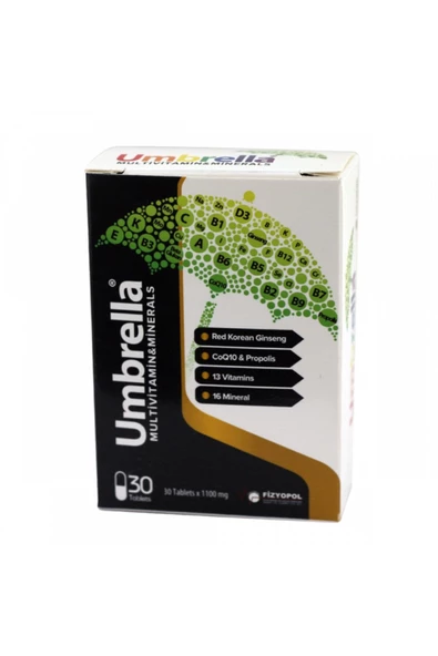 Umbrella Ginseng & Propolis & Koenzim Q10 & 13 Vitamin & 16 Mineral & Betaglukan 30 Kapsül ürün görseli