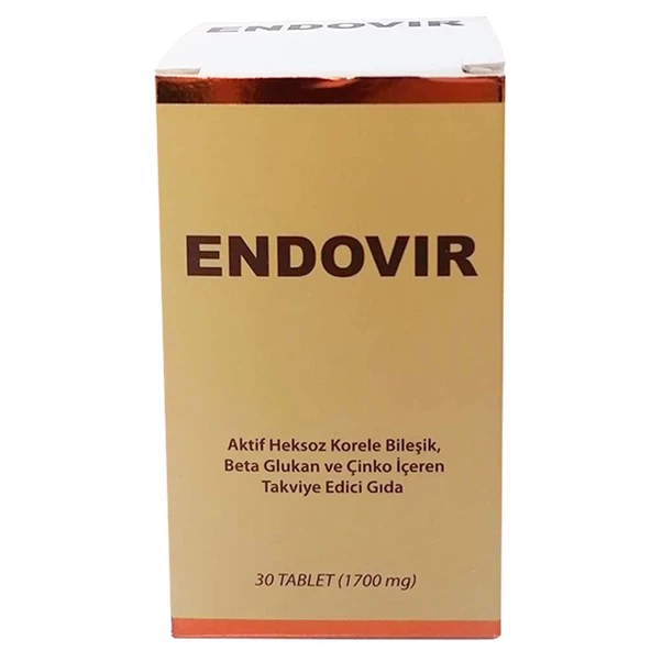 Endovir Aktif Heksoz Korele Bileşik Betaglukoan ve Çinko İçeren Takviye Edici Gıda 1700 mg 30 Tablet