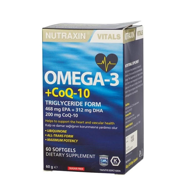 Nutraxin Vitals Omega-3 + Co-Q10 60 Softgel ürün görseli