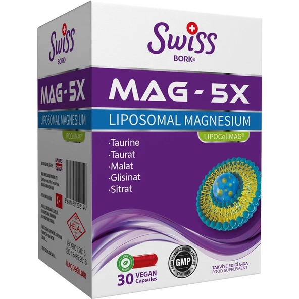 Swiss Bork Mag-5X Liposomal Magnesium 30 Kapsül ürün görseli
