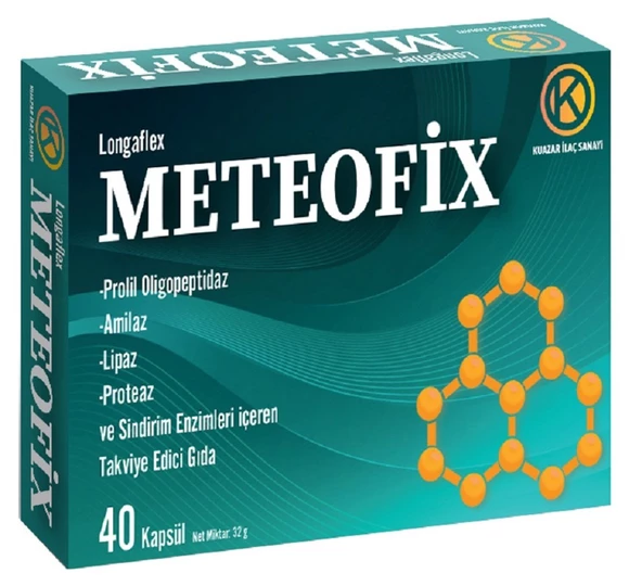 Meteofix Propil Oligopeptidaz, Amilaz, Lipaz, Proteaj, Selülaz, Bromelain, Zencefil Sindirim Enzimler 40 Kapsül - Resim 3
