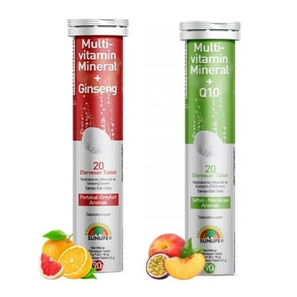 Sunlife Multivitamin Destek Seti - Multi Vitamin Ginseng 20 Tablet + Multivitamin Mineral Q10 20 Tablet - Resim 2