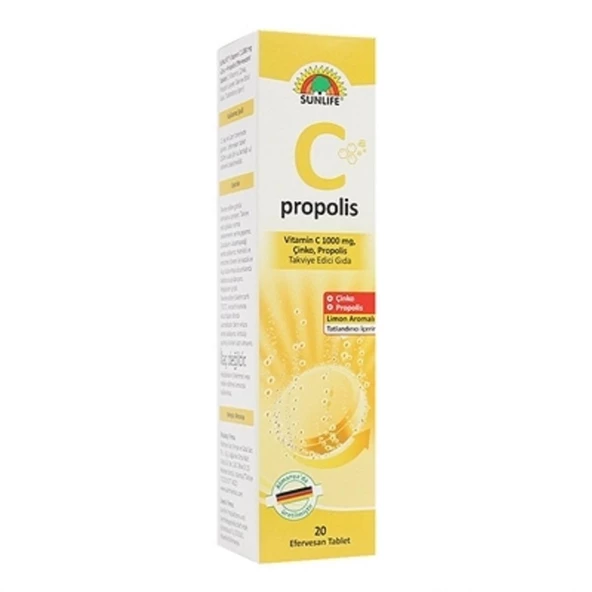 Sunlife Propolis Vitamin C 1000 mg Zinc 20 Efervesan Tablet