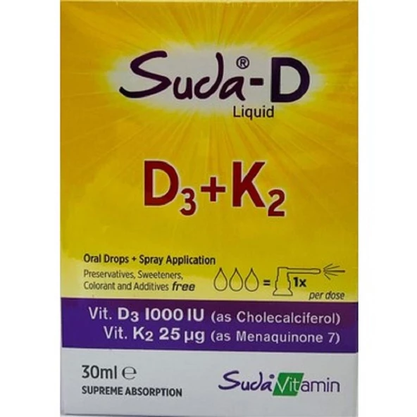 Suda Vitamin D3 K2 Likid Vitamin 30 ml ürün görseli