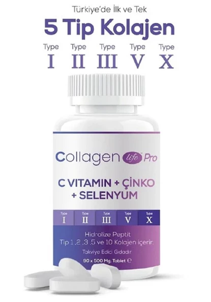 RC Collagen Life Pro C Vitamin Çinko Selenyum 500 mg 90 Tablet