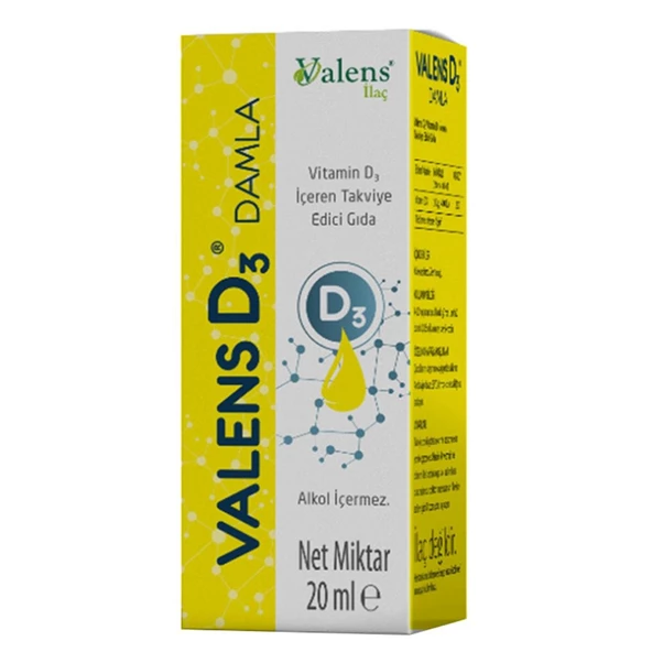 Valens D3 Vitamin D3 İçeren Takviye Edici Gıda 20 ml