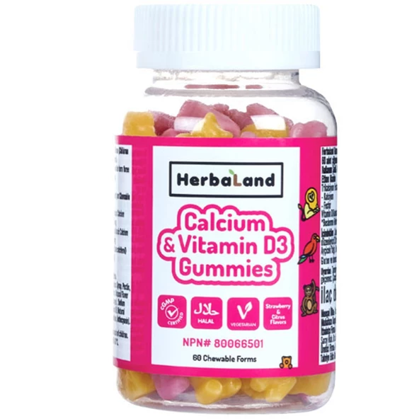 Herbaland Gummy Calcium & Vitamin D3 60 Çiğneme Tableti ürün görseli