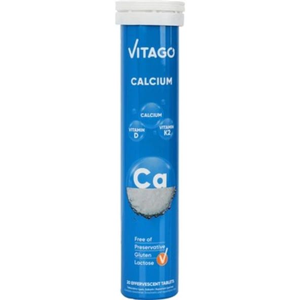 Vitago Kalsiyum Vitamin D ve Vitamin K2 20 Efervesan Tablet - 9'lu
