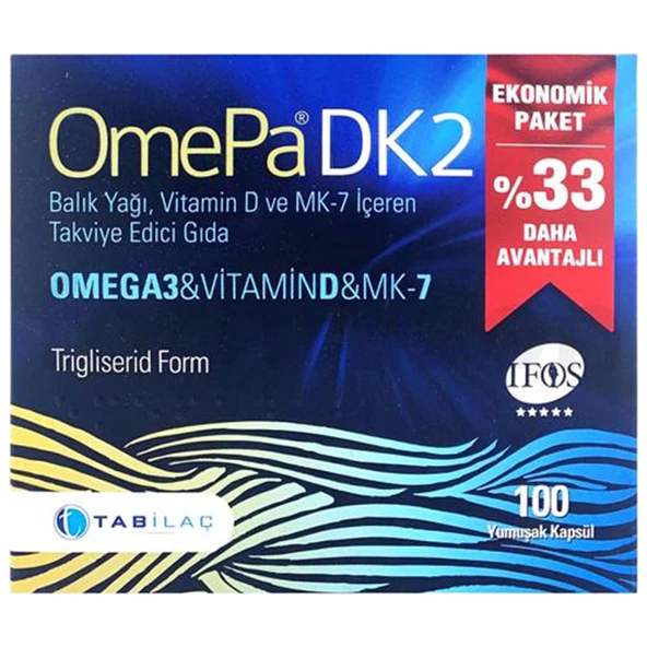 Omepa DK2 Omega 3 & Vitamin D & MENAQ7 100 Yumuşak Kapsül ürün görseli