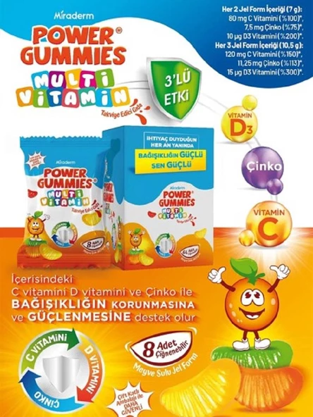 Miraderm Power Gummies Multivitamin 64 Çiğneme Jeli - Resim 2