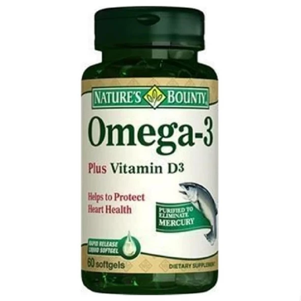 Nature's Bounty Omega-3 Plus Vitamin D3 60 Kapsül