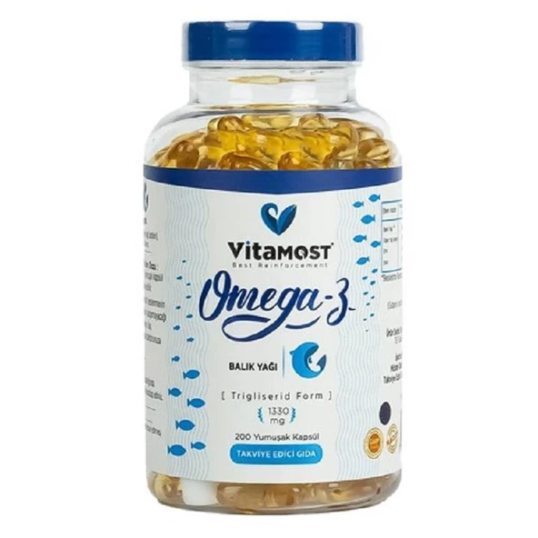 Vitamost Omega 3 Trigliserid Form 1330 mg 200 Kapsül ürün görseli