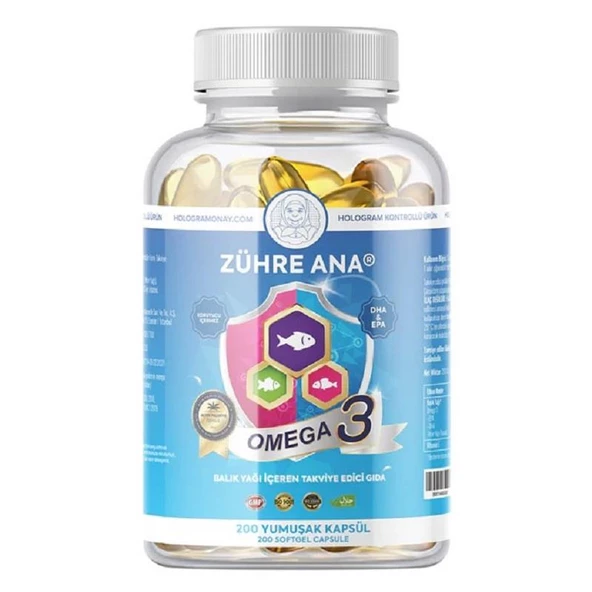 Zühre Ana Omega 3 Balık Yağı 1300 mg 200 Kapsül ürün görseli