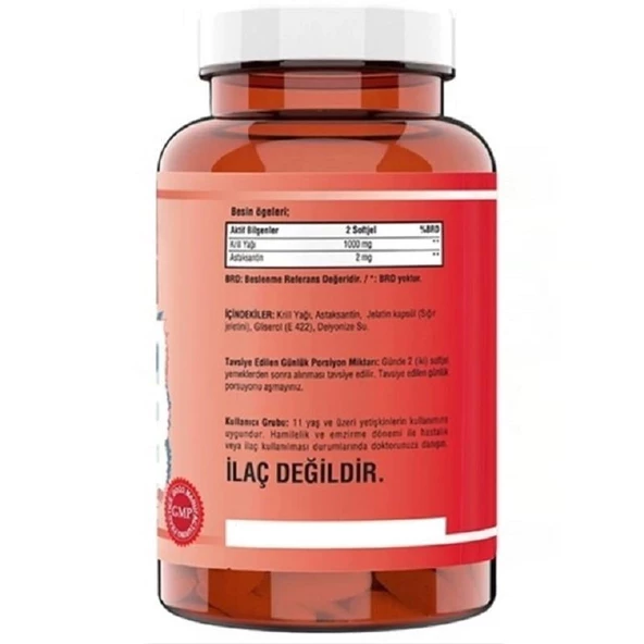 NCS Krill Oil 1000 mg Astaksantin 90 Softjel - Resim 2