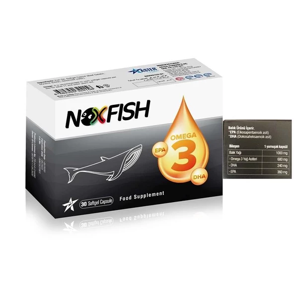 Noxfish Balık Yağı Omega-3 EPA DHA 30 Yumuşak Kapsül ürün görseli