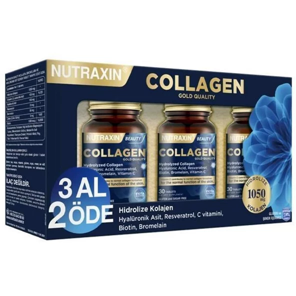Nutraxin Beauty Gold Collagen 30 Tablet - 3 Al 2 Öde ürün görseli