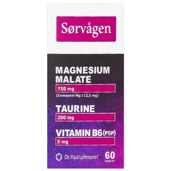 Sorvagen Magnezyum Malat Taurin ve Vitamin B6 P5P 60 Tablet ürün görseli