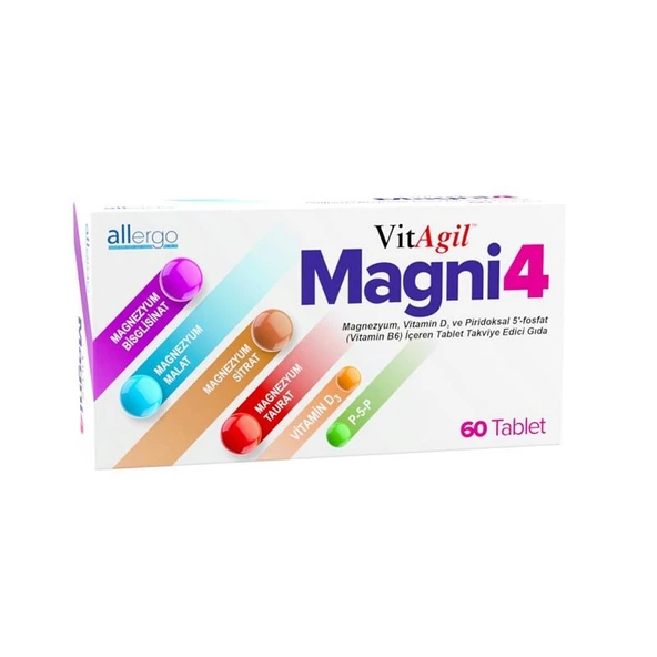 Vitagil Magni4 Magnezyum Vitamin D3 P5P 30 Tablet