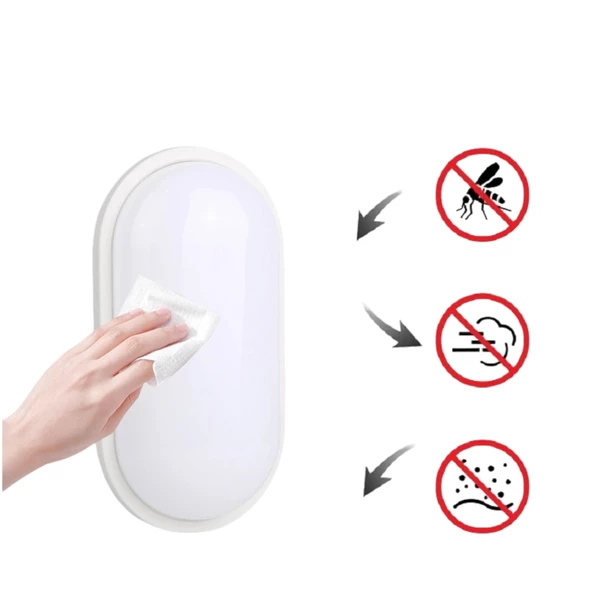 Horoz Aydos 15W Oval Beyaz Led Nem Su Geçirmez Banyo Bahçe Modern Tavan Lambası Beyaz Işık - 4