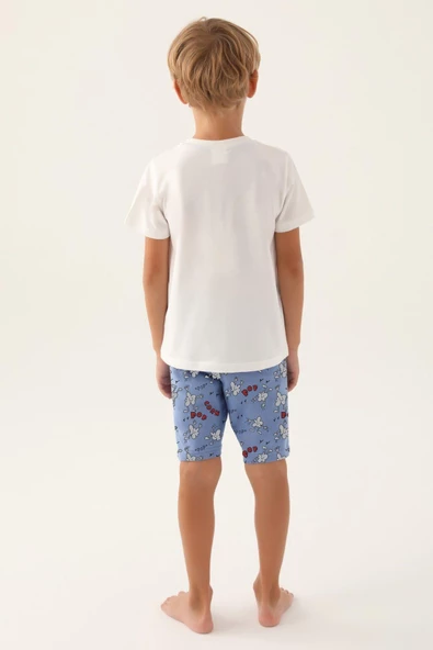 Rolypoly Erkek Çocuk Bermuda Krem Pijama Takımı 3373 - 3