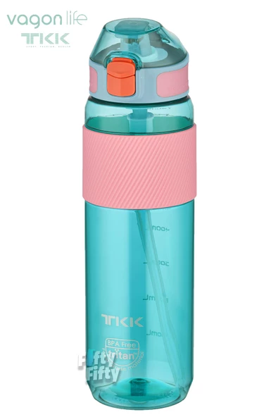 TKK 800 ML Kalın Isırılamaz Pipetli Bpa İçermeyen Taşıma Kulplu Tritan Su Matarası FFTKK1003-800ML - 8