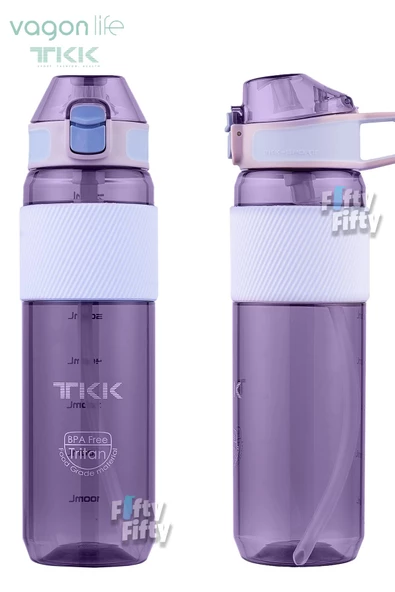 TKK 800 ML Kalın Isırılamaz Pipetli Bpa İçermeyen Taşıma Kulplu Tritan Su Matarası FFTKK1003-800ML - 4