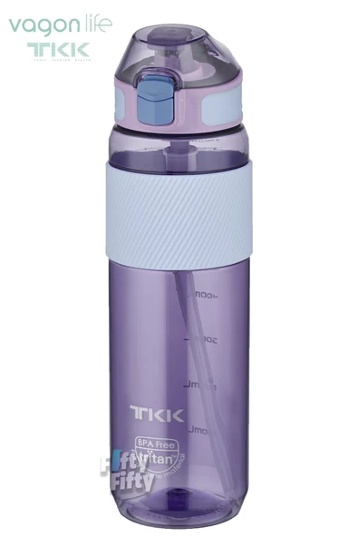 TKK 800 ML Kalın Isırılamaz Pipetli Bpa İçermeyen Taşıma Kulplu Tritan Su Matarası FFTKK1003-800ML - 2