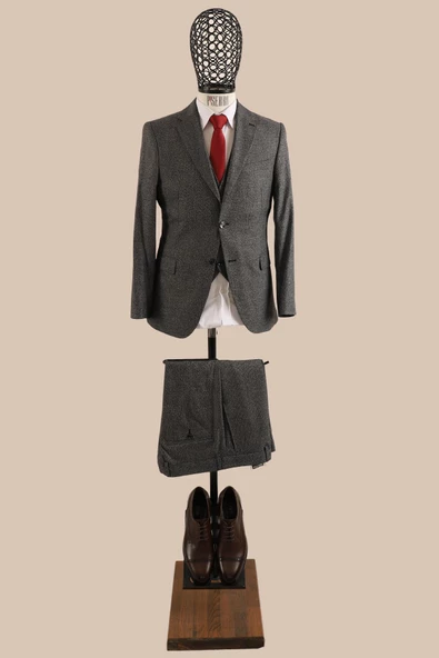 Yelekli Takım Elbise Slim Fit - 8