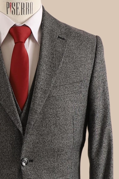 Yelekli Takım Elbise Slim Fit - 11