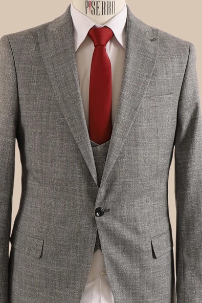 Yelekli Takım Elbise Slim Fit - 3