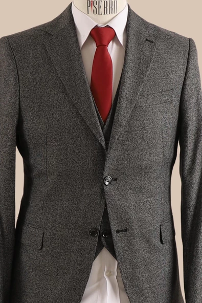 Yelekli Takım Elbise Slim Fit - 9