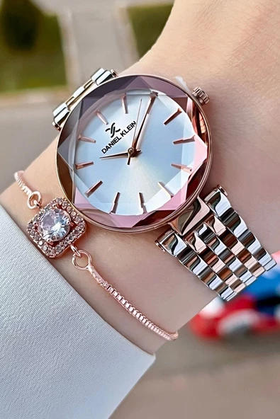 Daniel Klein DKISTE1017 Rose Gümüş Renk Hediye Paketli Kadın Kol Saati ve Bileklik ürün görseli 1