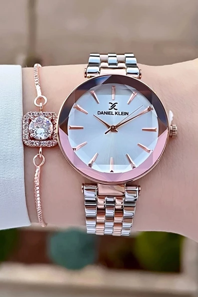Daniel Klein DKISTE1017 Rose Gümüş Renk Hediye Paketli Kadın Kol Saati ve Bileklik - Resim 3