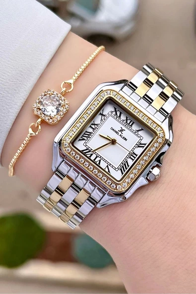 Daniel Klein DKISTE1028 Gold Gümüş Renk Hediye Paketli Kadın Kol Saati ve Bileklik - 2