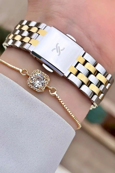 Daniel Klein DKISTE1028 Gold Gümüş Renk Hediye Paketli Kadın Kol Saati ve Bileklik - 5