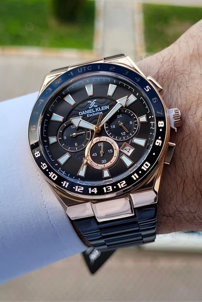 Daniel Klein DKISTE1008 Kasası Rose Kordonu Siyah Renk Hediye Paketli İç Göstergeleri Aktif Erkek Kol Saati ürün görseli 1