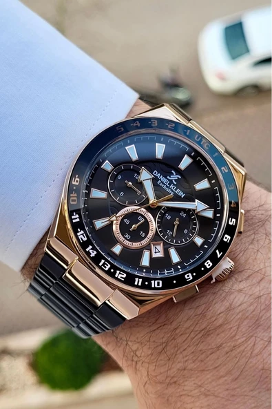 Daniel Klein DKISTE1008 Kasası Rose Kordonu Siyah Renk Hediye Paketli İç Göstergeleri Aktif Erkek Kol Saati - Resim 3